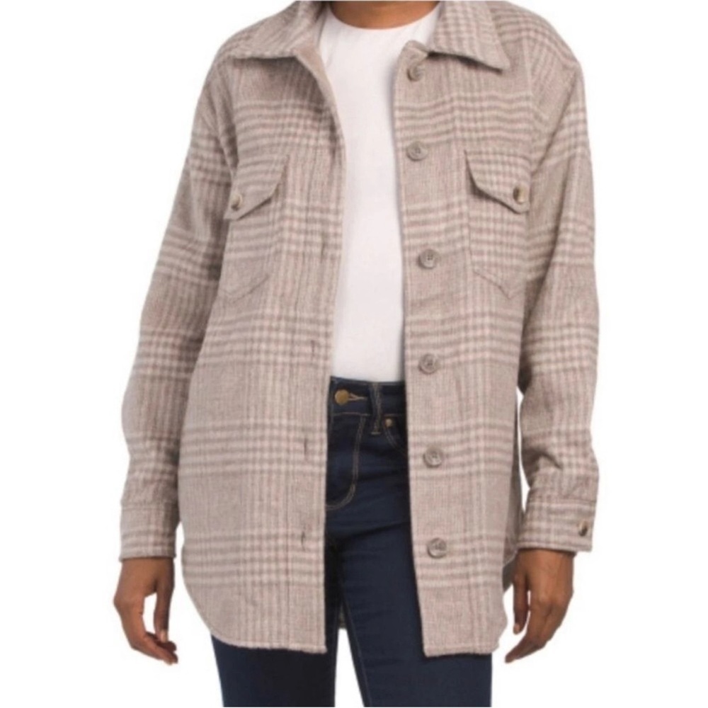Joie Neutral Plaid Shacket, Size L